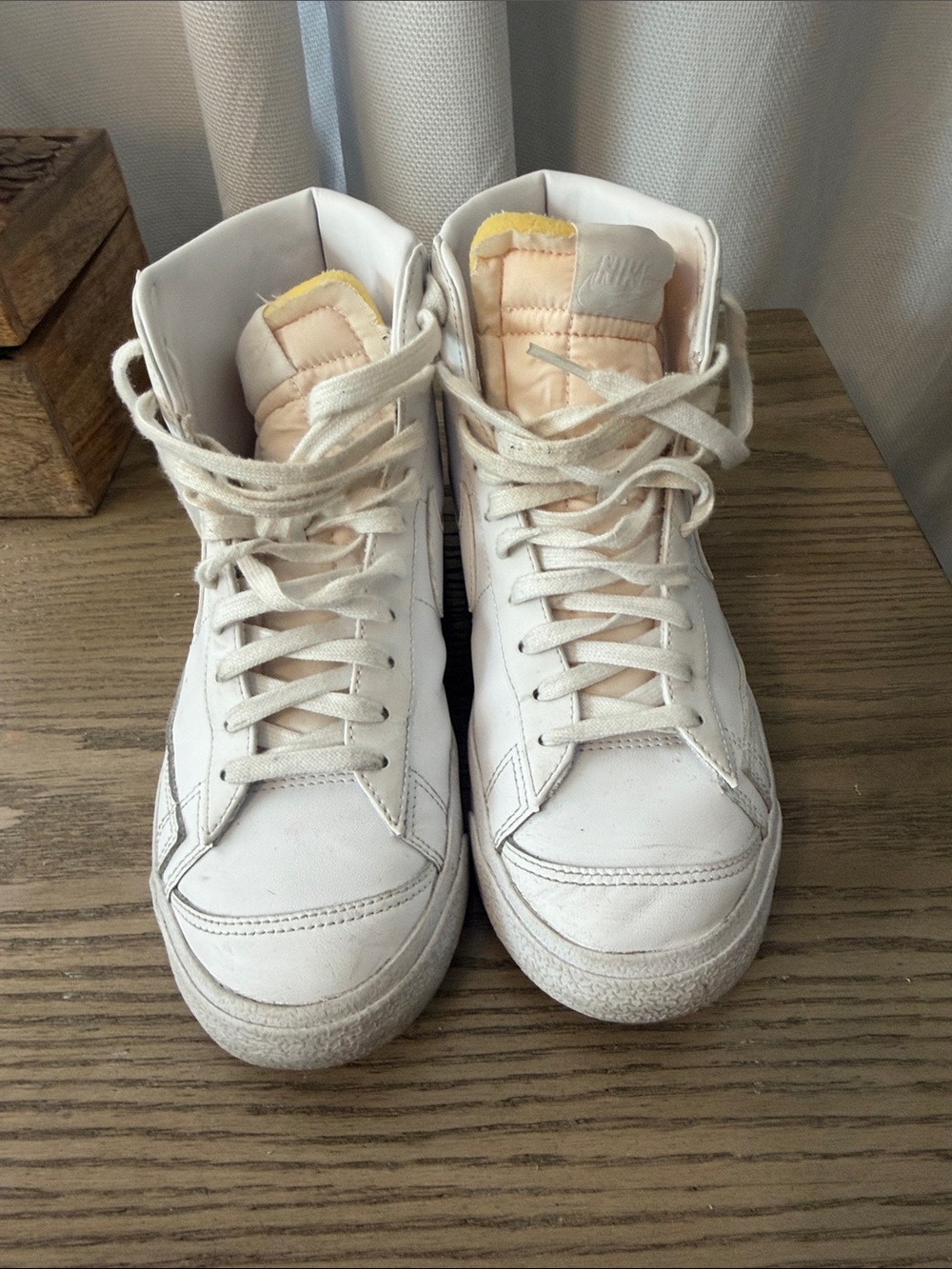 Nike high top blazers- High-Top Sneakers with Light Pink Tongue Accents